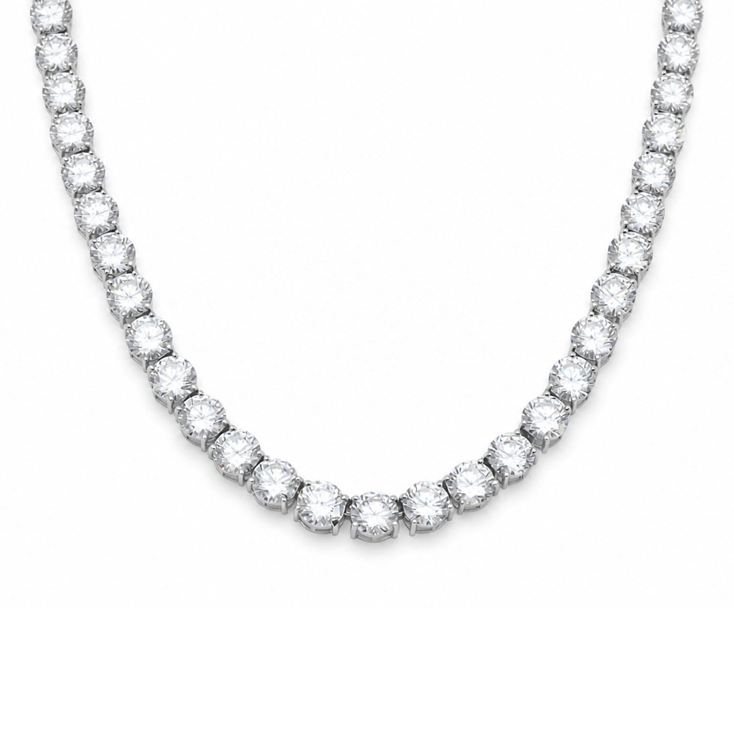 925 Sterling Silver White CZ Lux Tennis Necklace 18inches