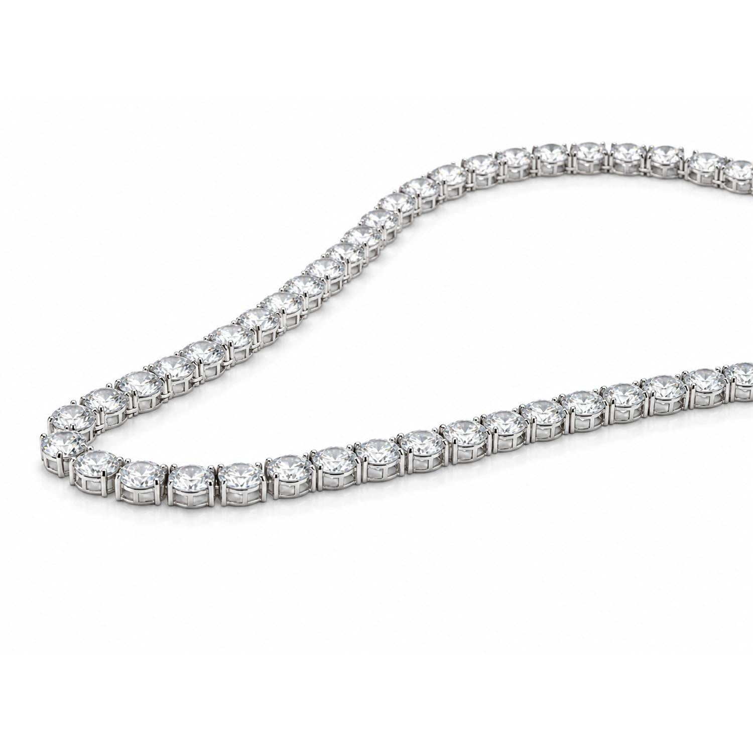 925 Sterling Silver White CZ Lux Tennis Necklace 18inches