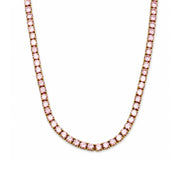 925 Sterling Silver 18K Gold Plated Pink CZ Lux Tennis Necklace 18inches