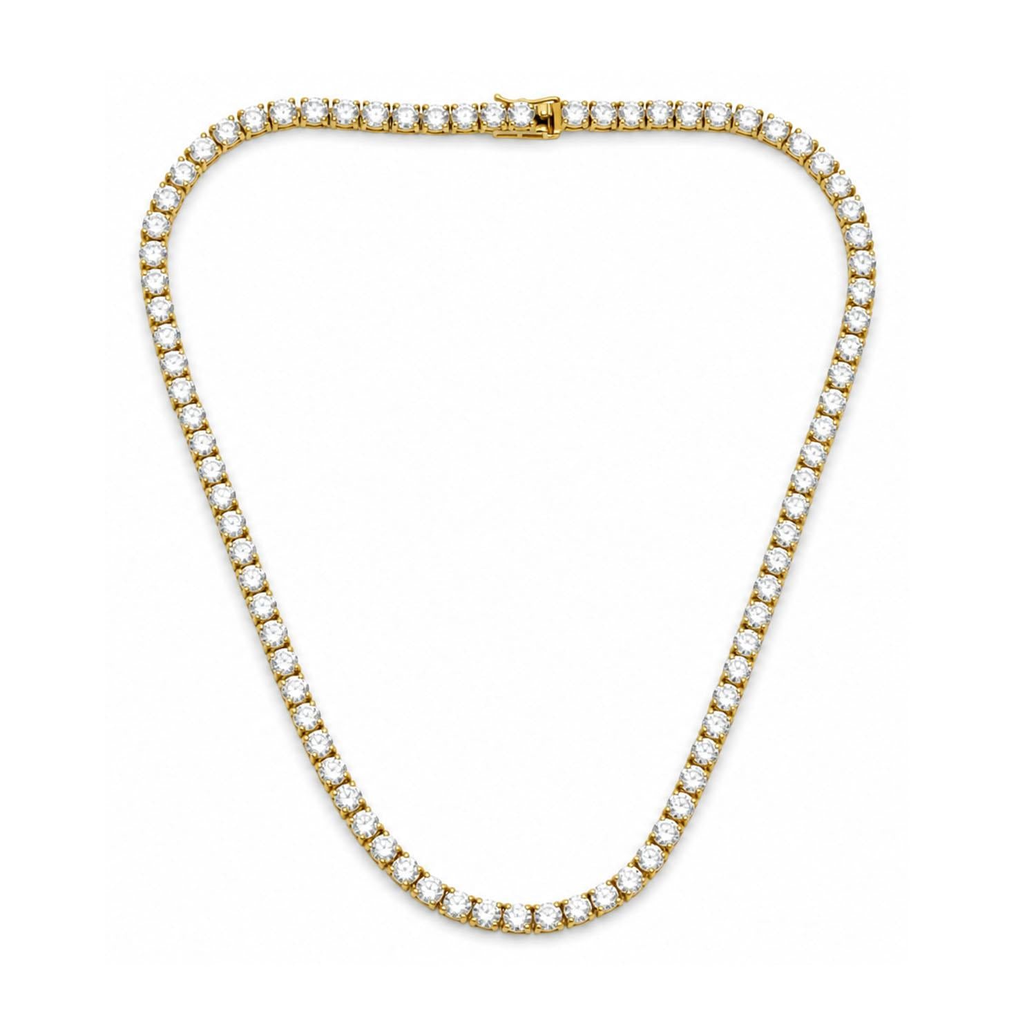 925 Sterling Silver 18K Gold Plated White CZ Lux Tennis Necklace 18inches