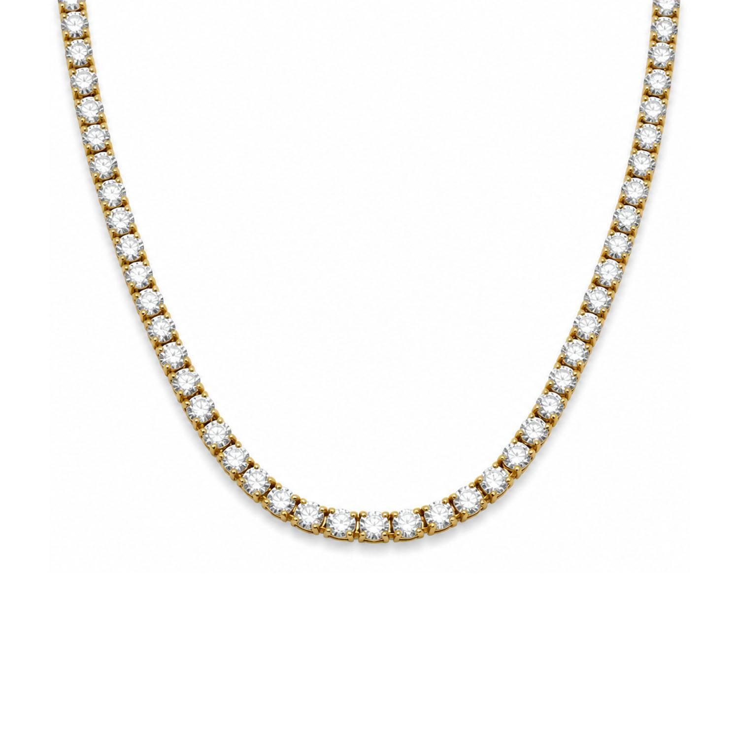 925 Sterling Silver 18K Gold Plated White CZ Lux Tennis Necklace 18inches