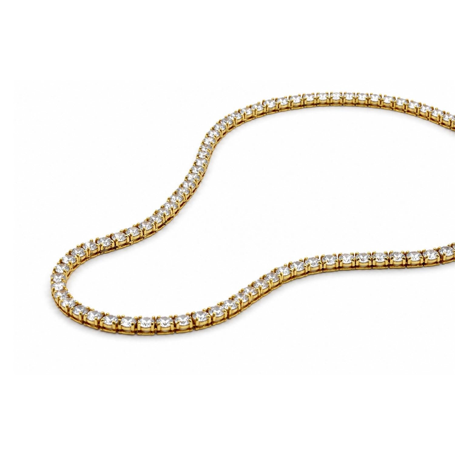 925 Sterling Silver 18K Gold Plated White CZ Lux Tennis Necklace 18inches