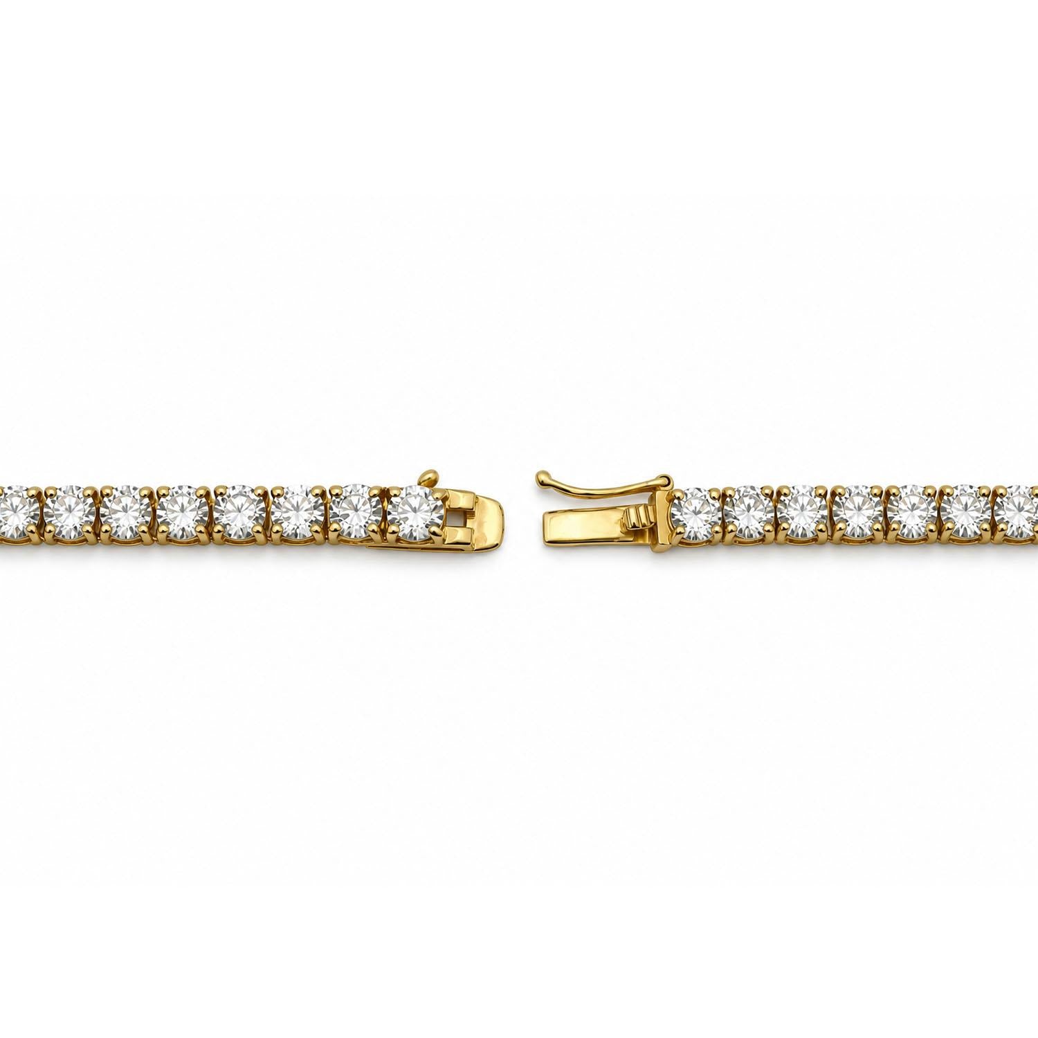 925 Sterling Silver 18K Gold Plated White CZ Lux Tennis Necklace 18inches