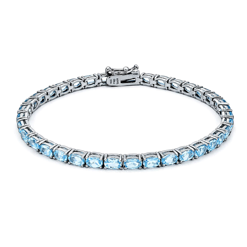 Dainty Girl Oval Blue Topaz Bracelet