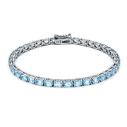 Dainty Girl Oval Blue Topaz Bracelet