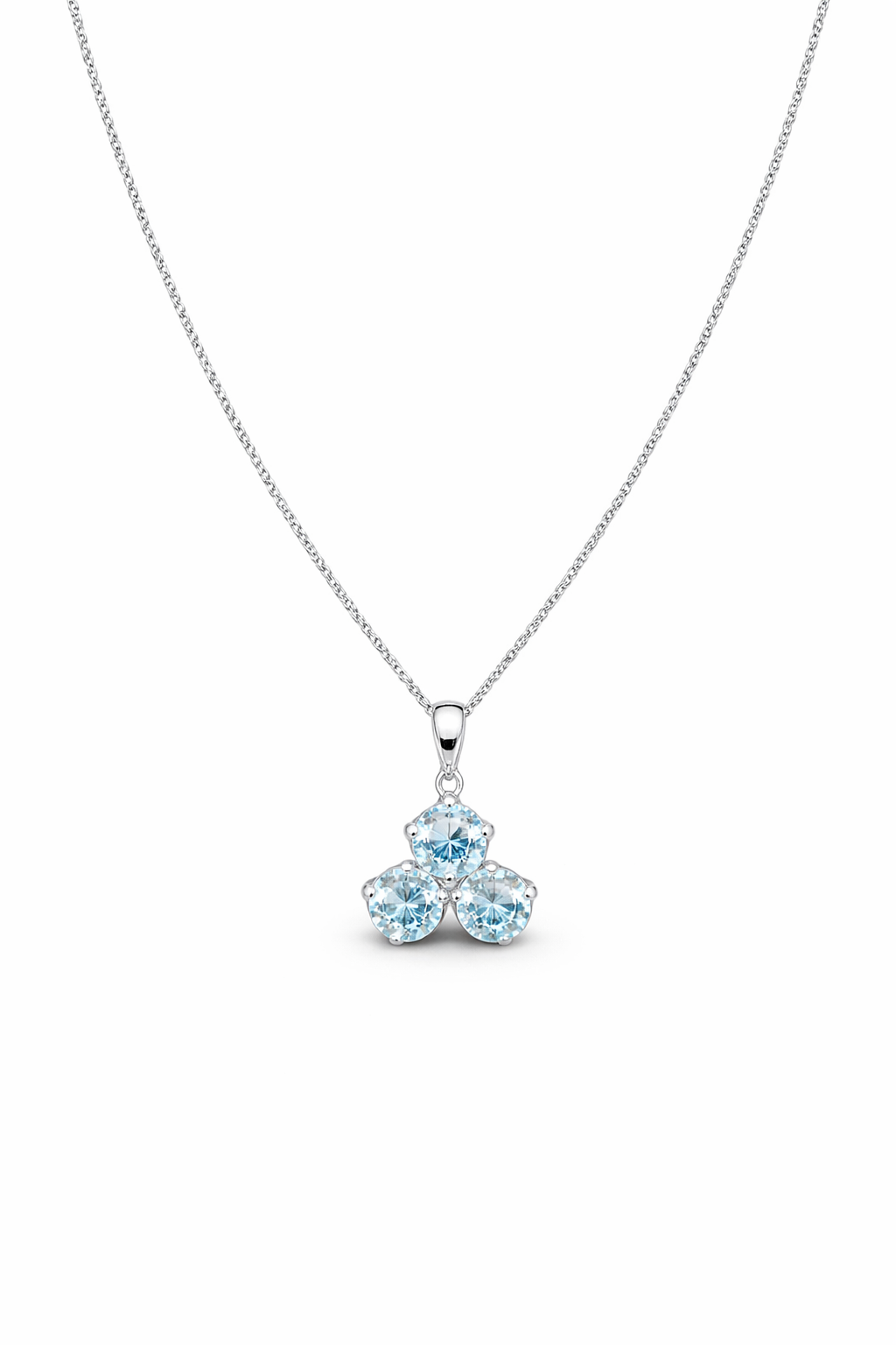 Tri Flower Blue Topaz Necklace