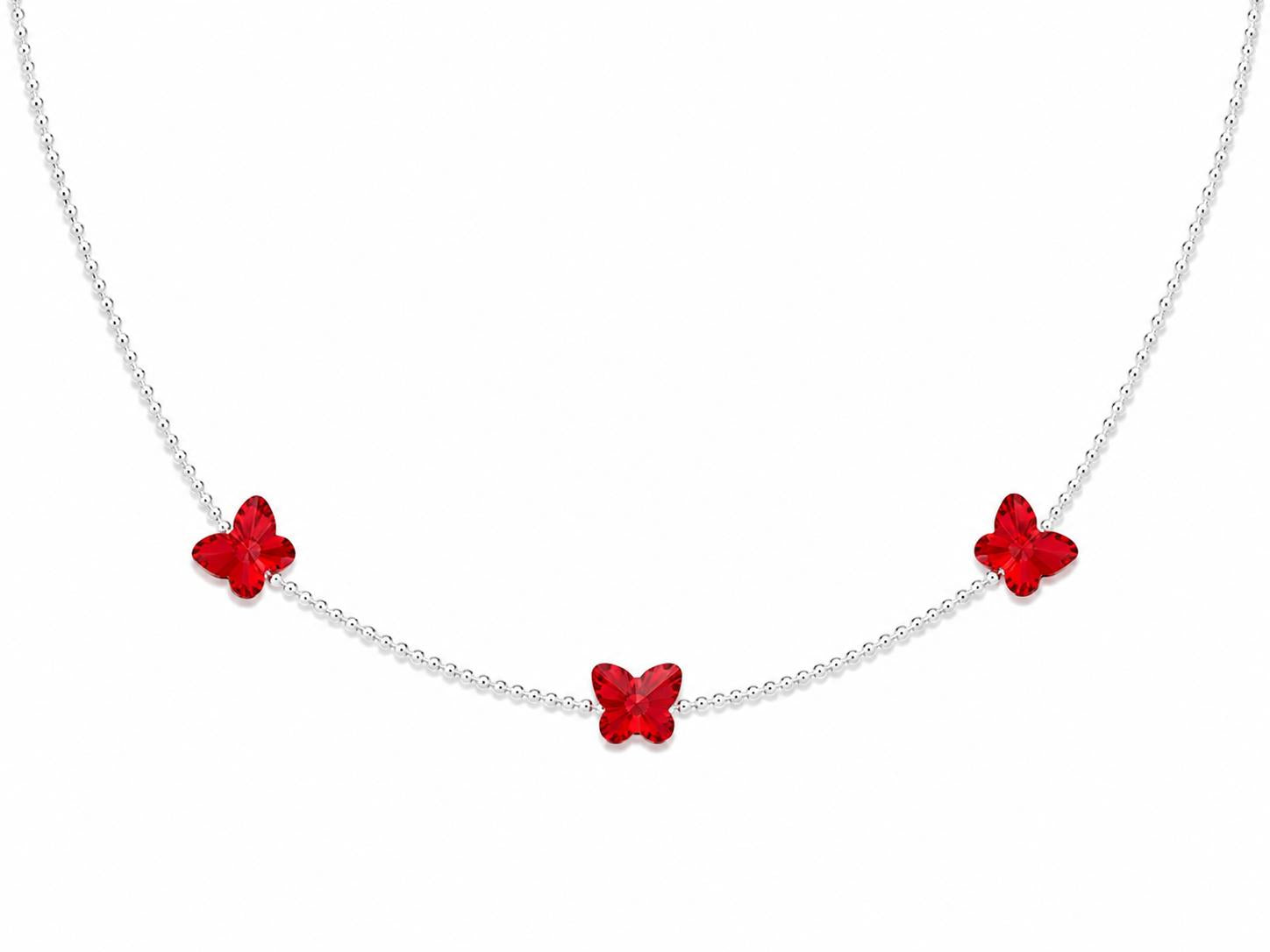 Papillon Trio Necklace in Ruby