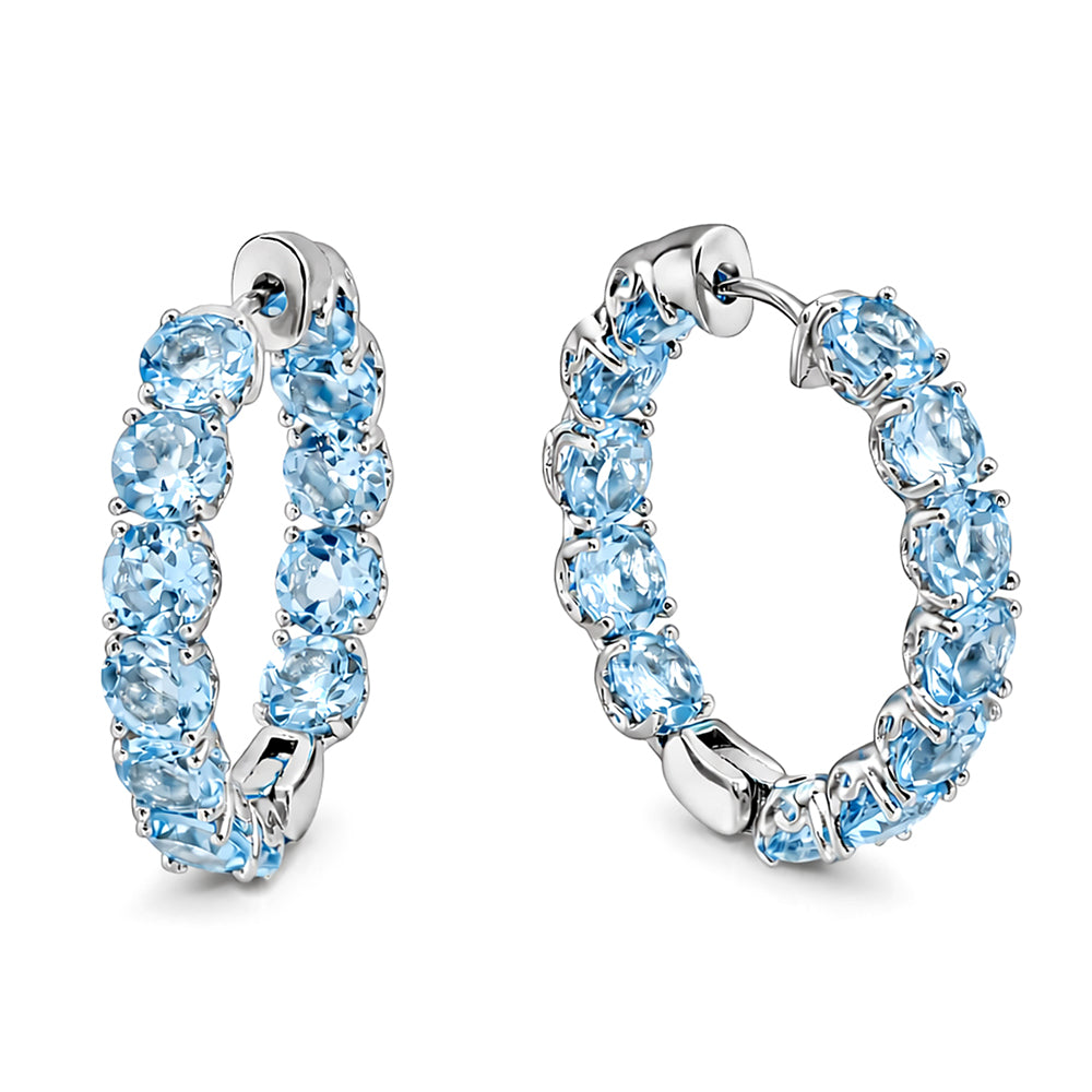 Infinity Hoop Earrings in Blue Topaz