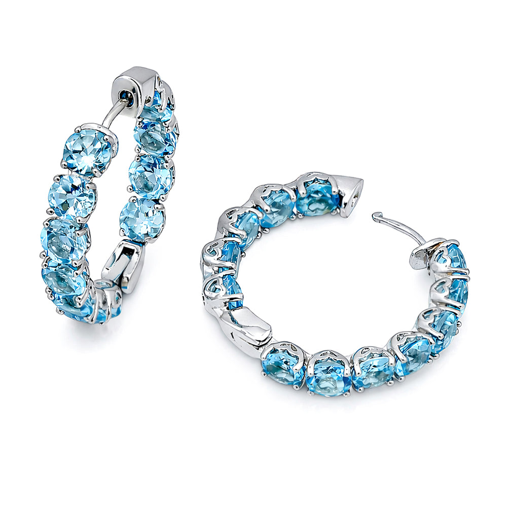 Infinity Hoop Earrings in Blue Topaz