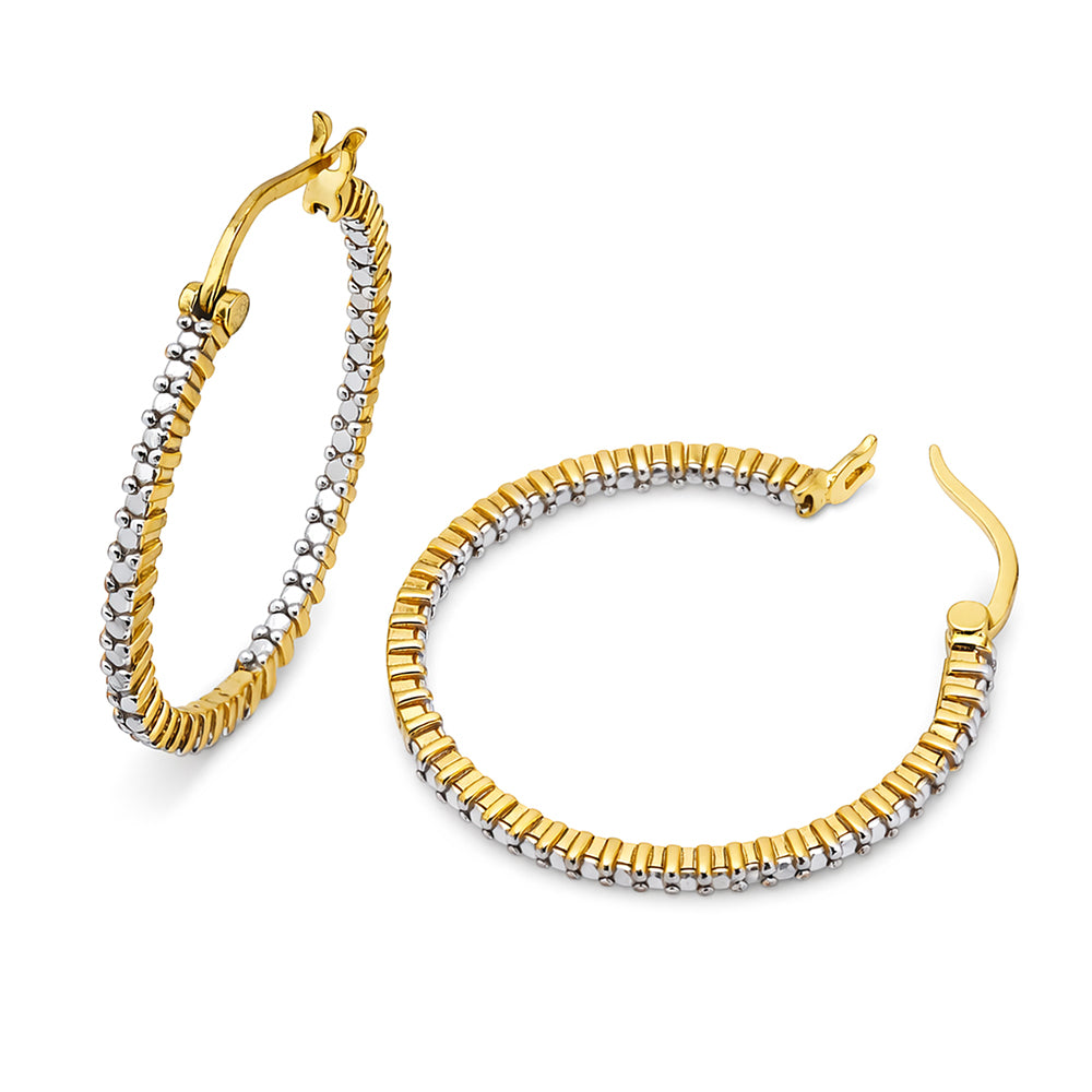 Silver Band 18K Gold Plated Hoops
