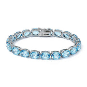 925 Sterling Silver Oval Blue Topaz Bracelet 7.25 inches