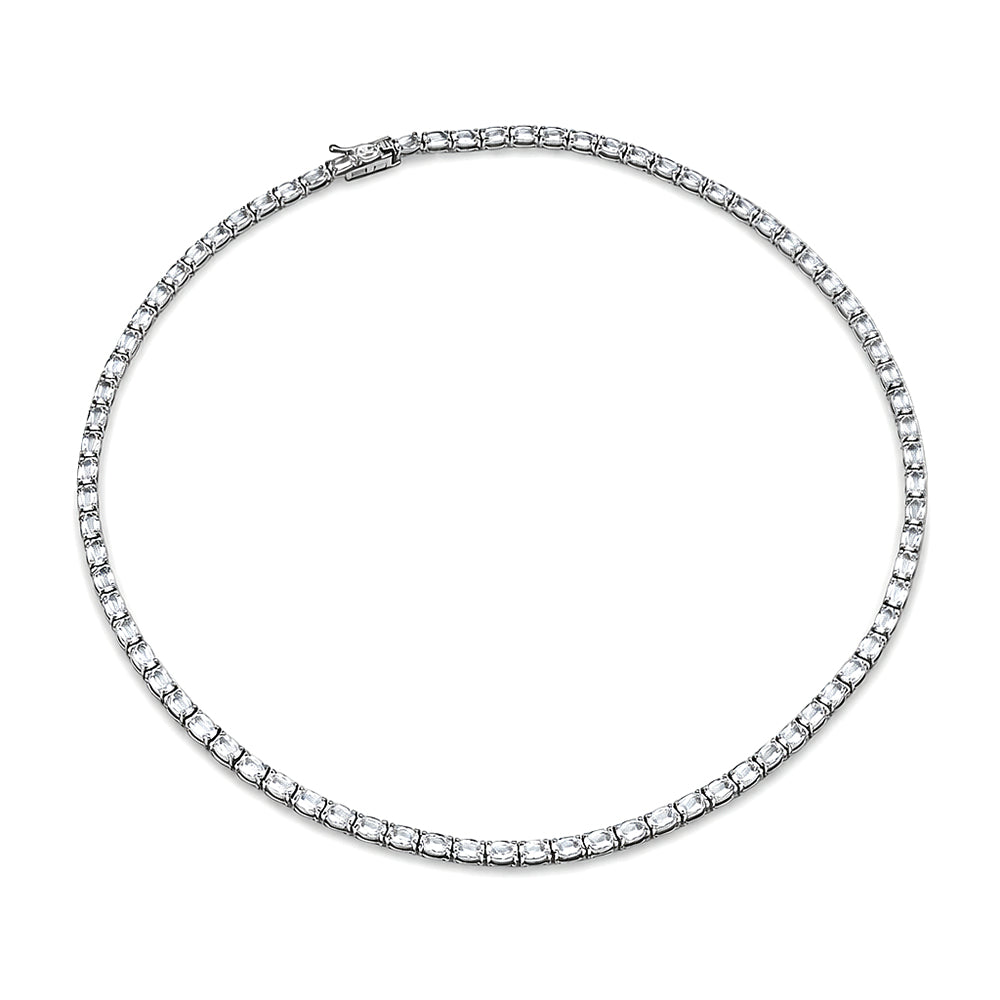 Classic Oval White Topaz Tennis Necklace