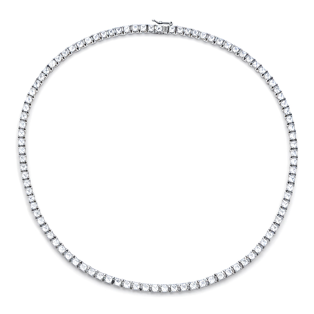 Classic Square White Topaz Tennis Necklace