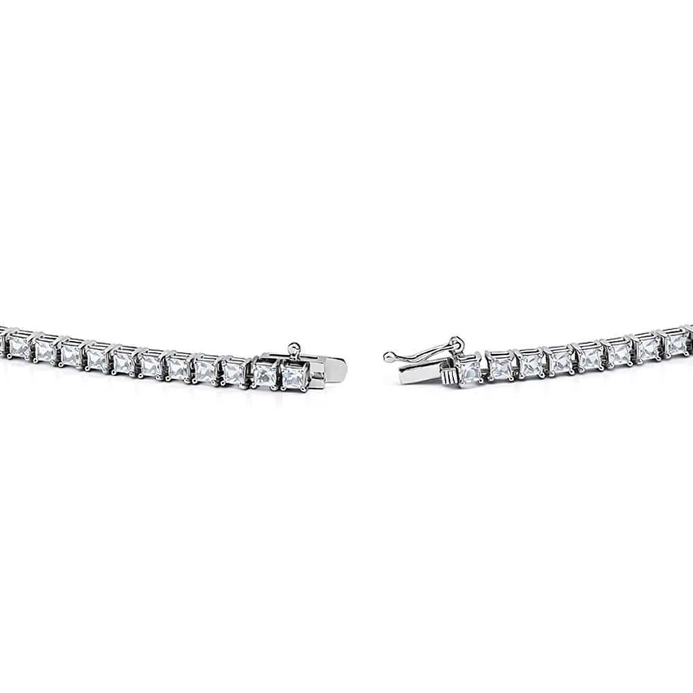 Classic Square White Topaz Tennis Necklace
