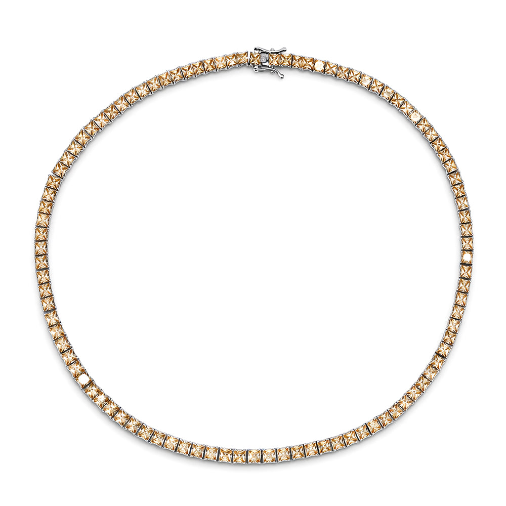 Citrine Square Classic Tennis Necklace
