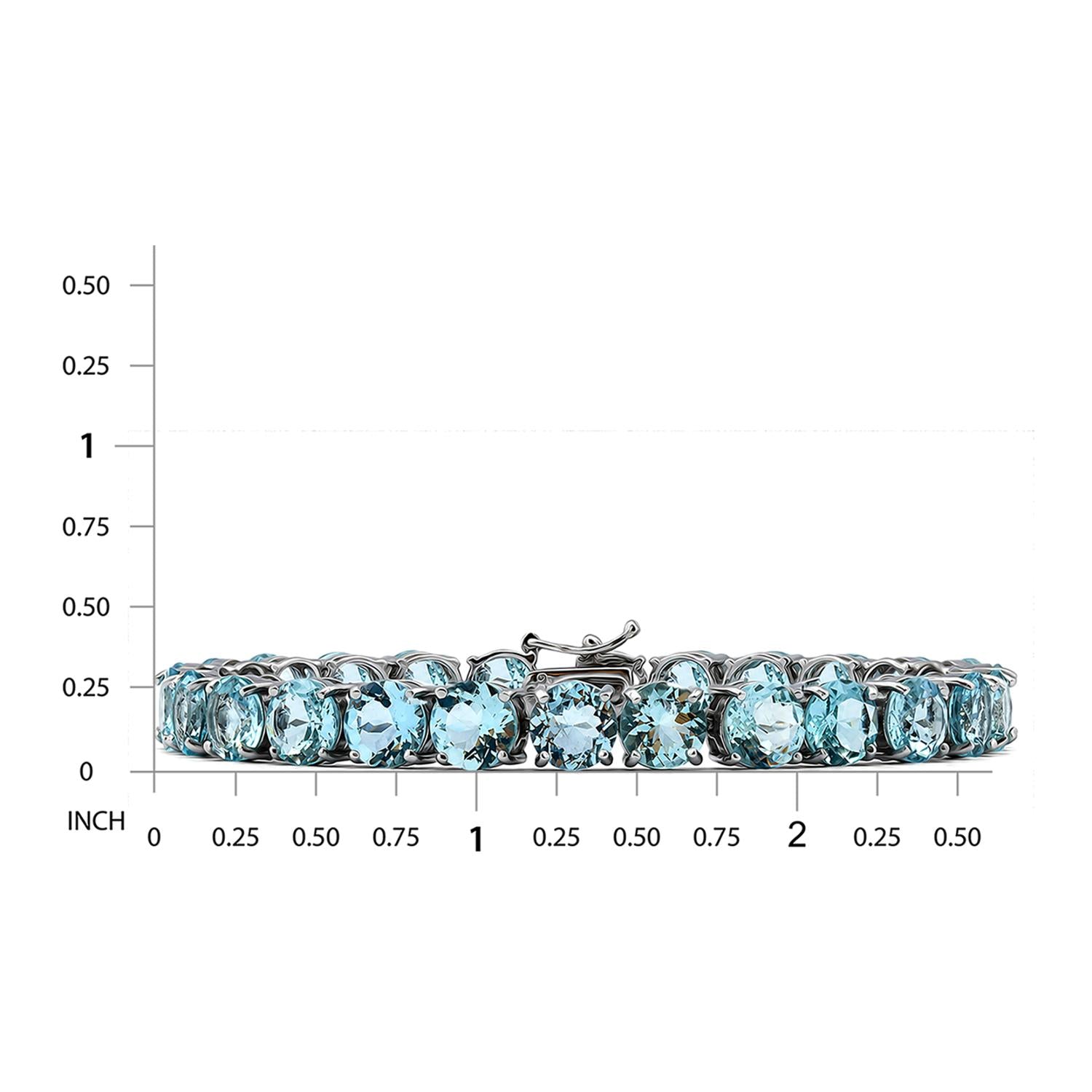 925 Sterling Silver Aqua CZ Lux Tennis Bracelet 7.25 Inches For Women
