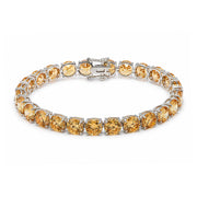 925 Sterling Silver Champagne CZ Lux Tennis Bracelet 7.25 Inches For Women