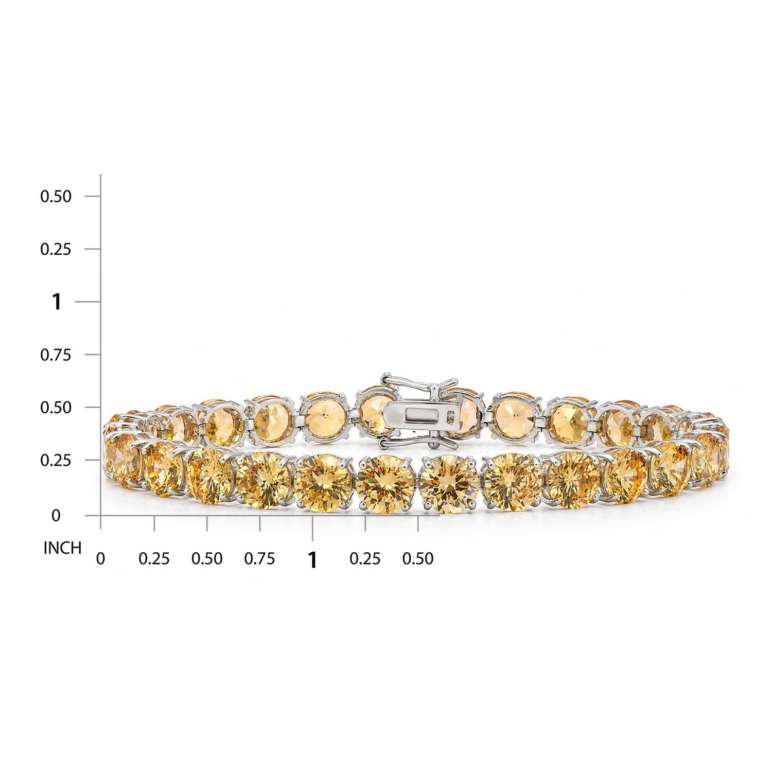 925 Sterling Silver Champagne CZ Lux Tennis Bracelet 7.25 Inches For Women