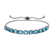 925 Sterling Silver Sky Blue Topaz Adjustable Bracelet For Women