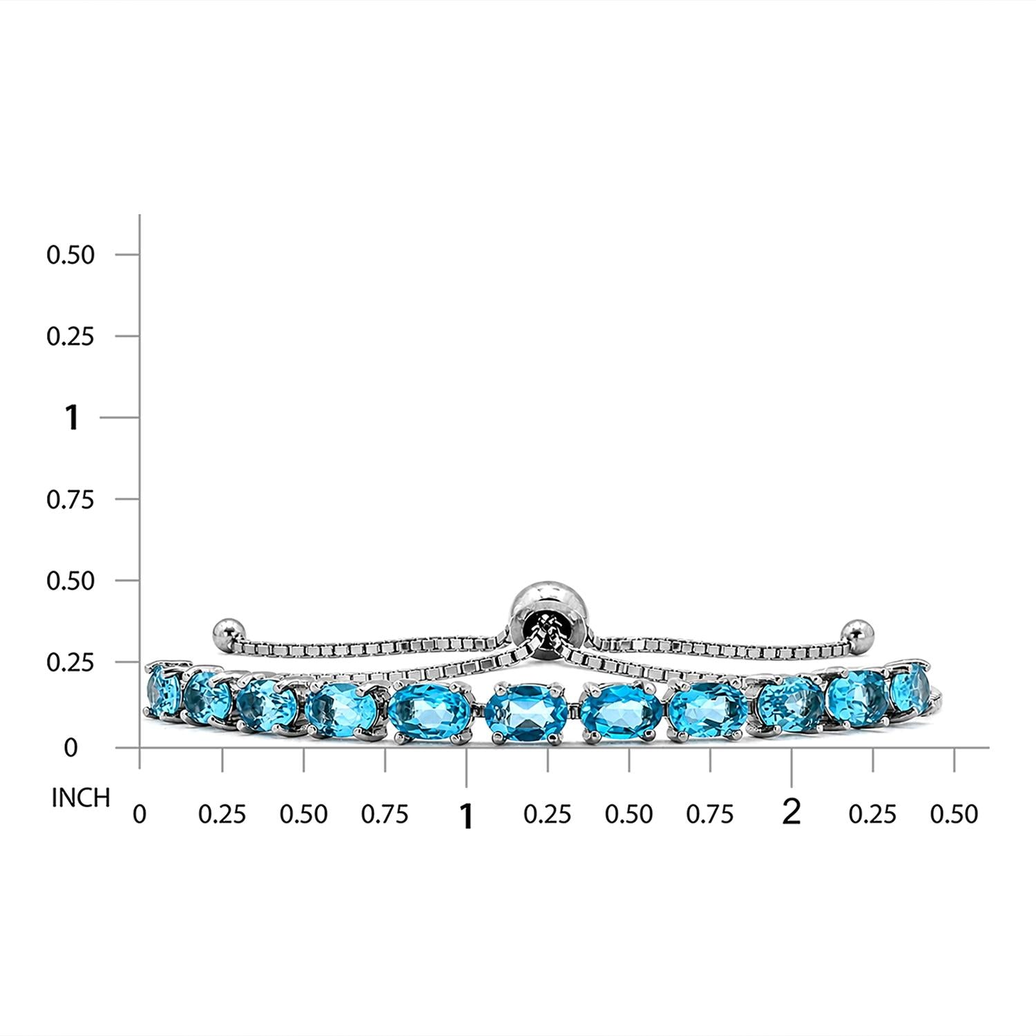 925 Sterling Silver Sky Blue Topaz Adjustable Bracelet For Women