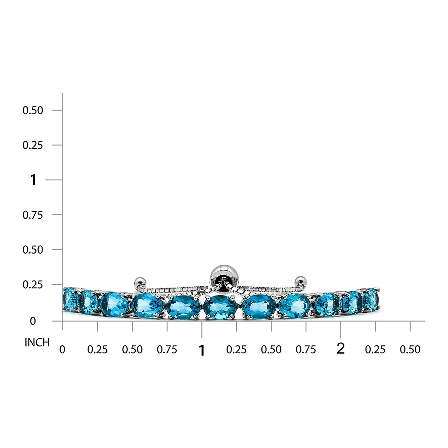 925 Sterling Silver London Blue Topaz Adjustable Bracelet For Women