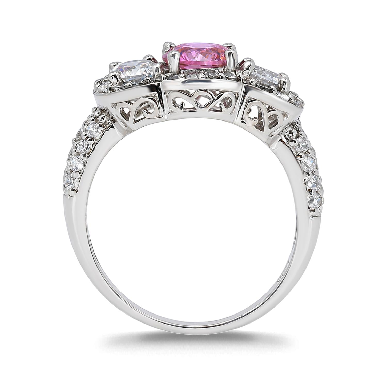925 Sterling Silver Pink CZ Elegance Ring For Women