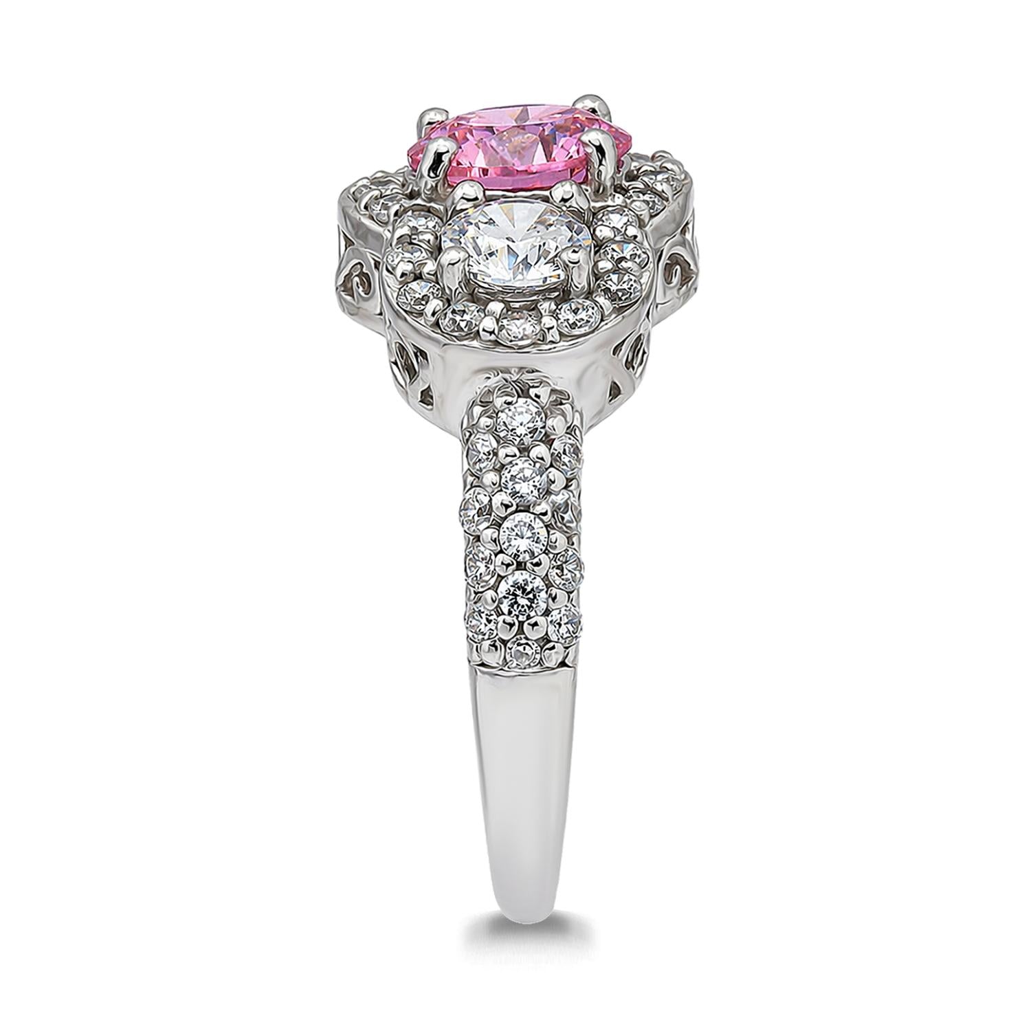 925 Sterling Silver Pink CZ Elegance Ring For Women