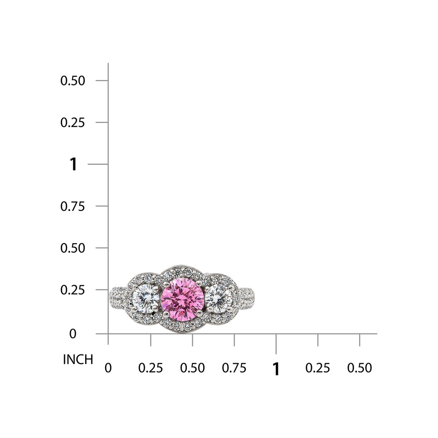 925 Sterling Silver Pink CZ Elegance Ring For Women