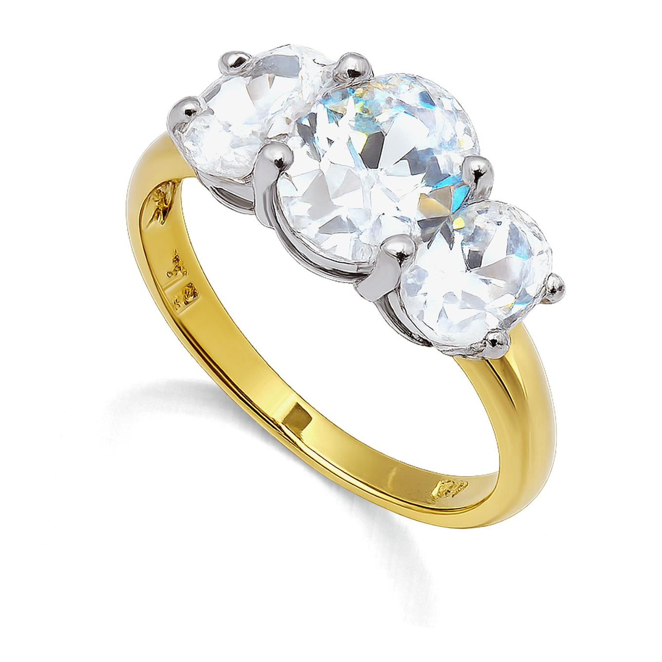 925 Sterling Silver White CZ 18K Gold Plated Romance Ring For Women