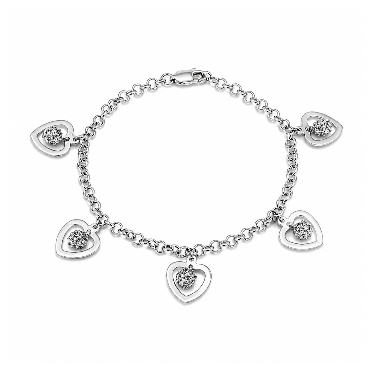925 Sterling Silver Heart Beat Bracelet 7 Inches For Women