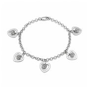 925 Sterling Silver Heart Beat Bracelet 7 Inches For Women