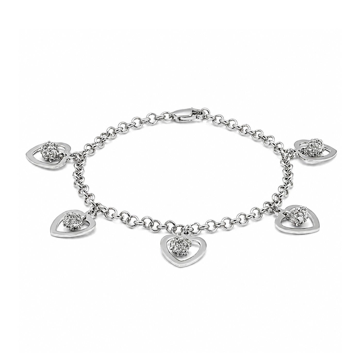 925 Sterling Silver Heart Beat Bracelet 7 Inches For Women