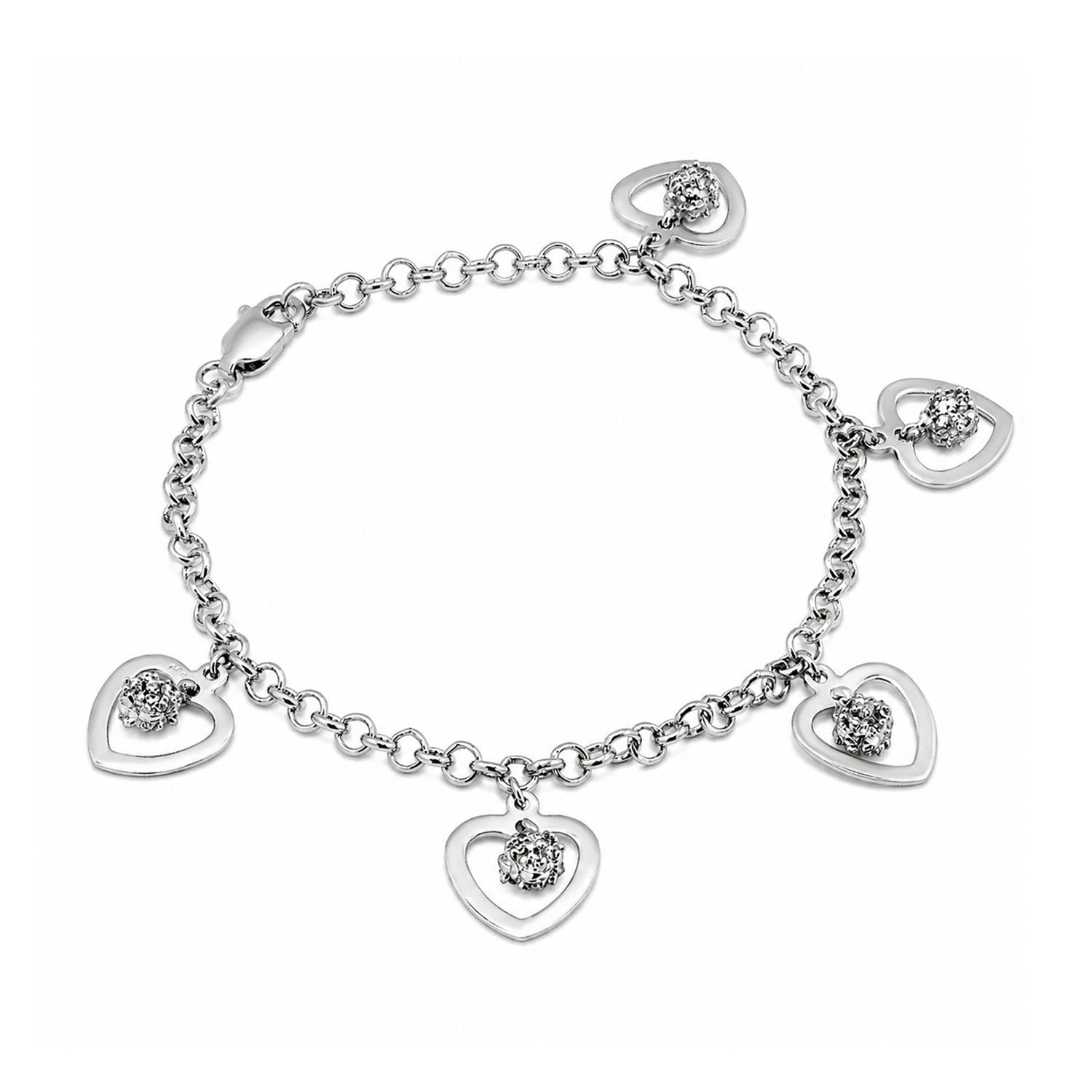 925 Sterling Silver Heart Beat Bracelet 7 Inches For Women