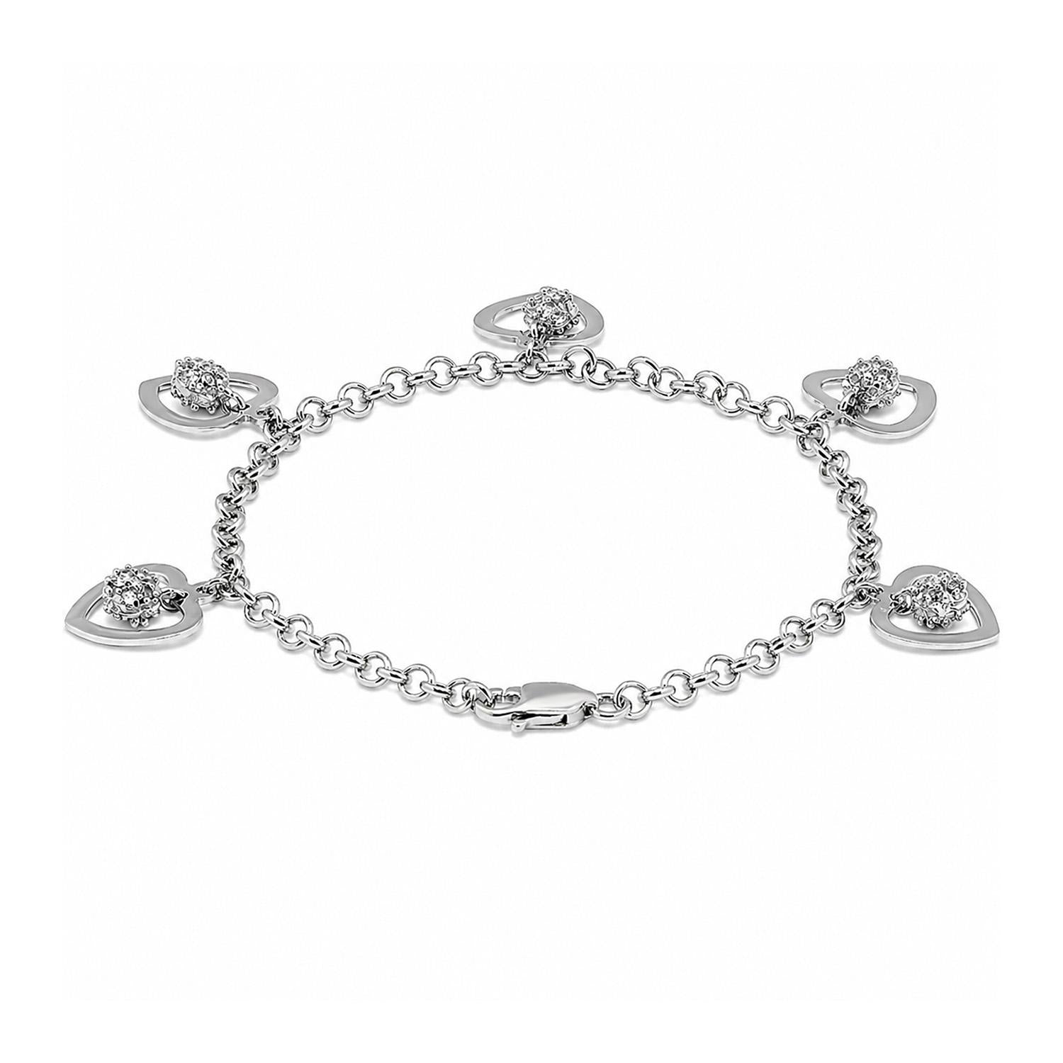 925 Sterling Silver Heart Beat Bracelet 7 Inches For Women