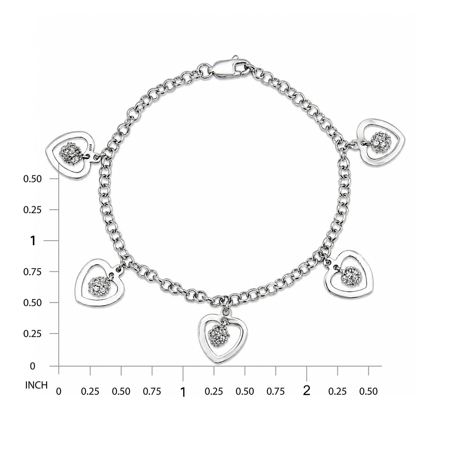 925 Sterling Silver Heart Beat Bracelet 7 Inches For Women