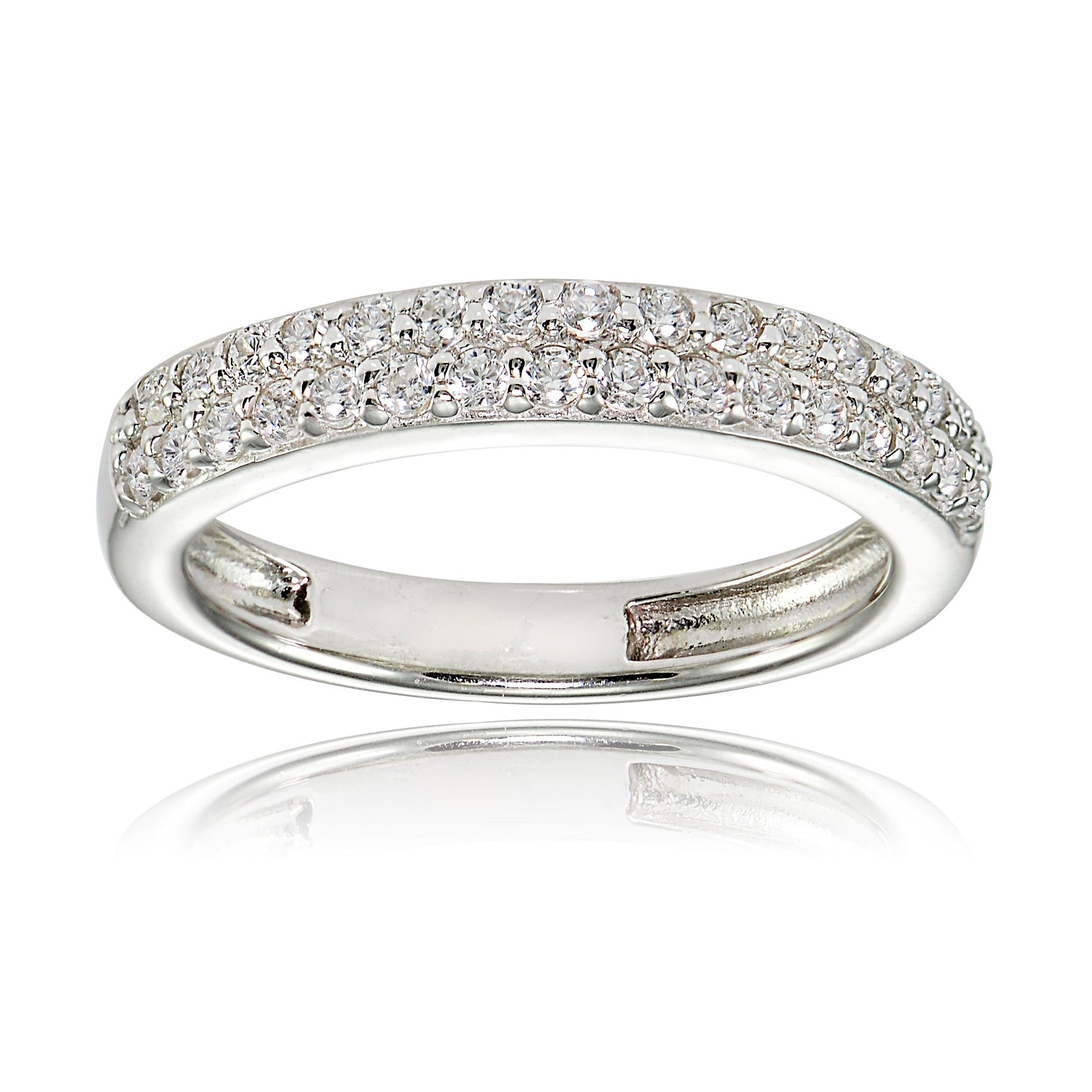 925 Sterling Silver White CZ Pavé Ring For Women
