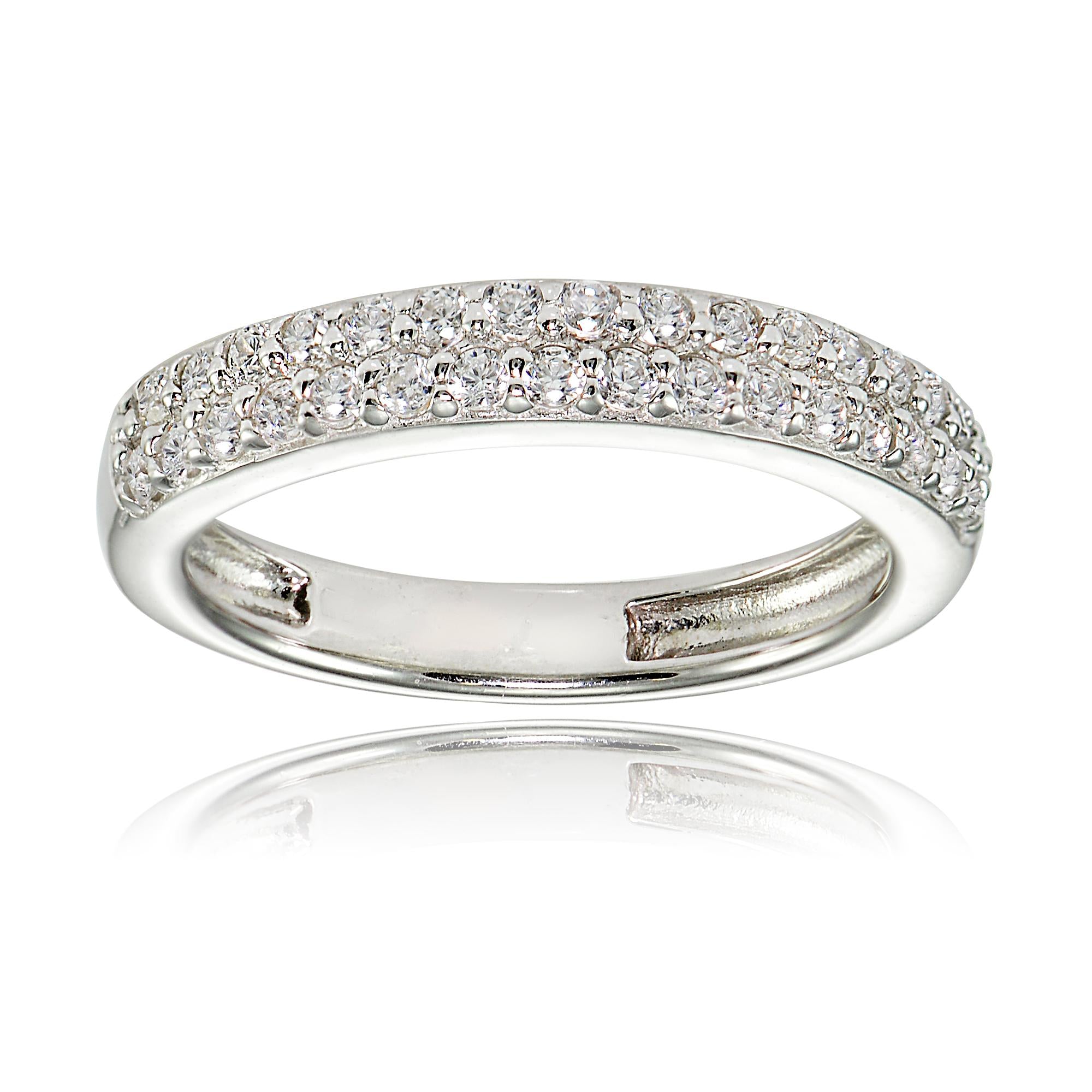 925 Sterling Silver White CZ Pavé Ring For Women