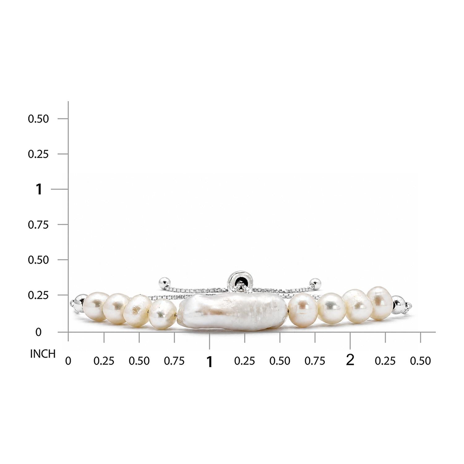 925 Sterling Silver Fresh Water Pearl Milky Pearl Adjustable Bracelet