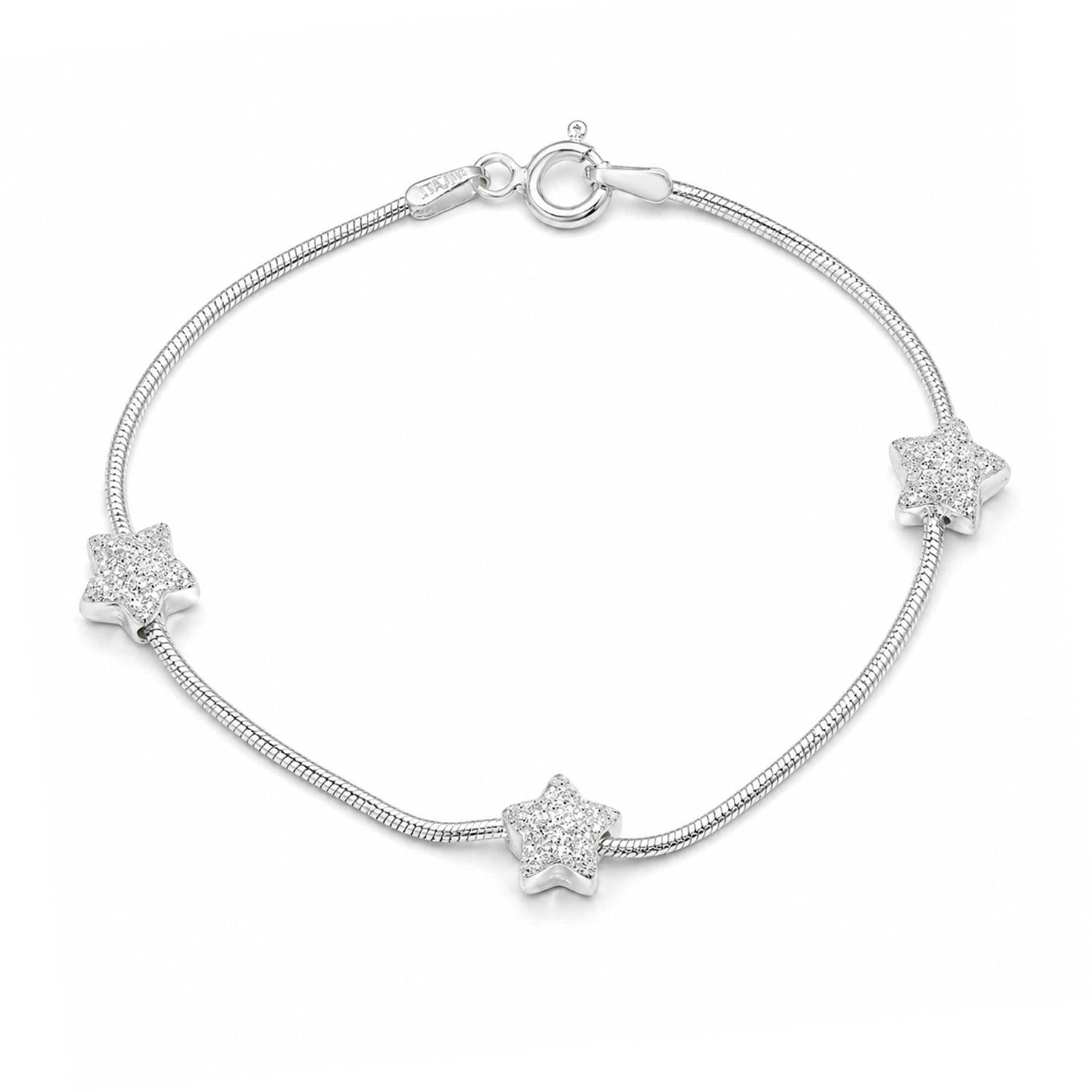 925 Sterling Silver Italian Starlight Bracelet 7 Inches For Women