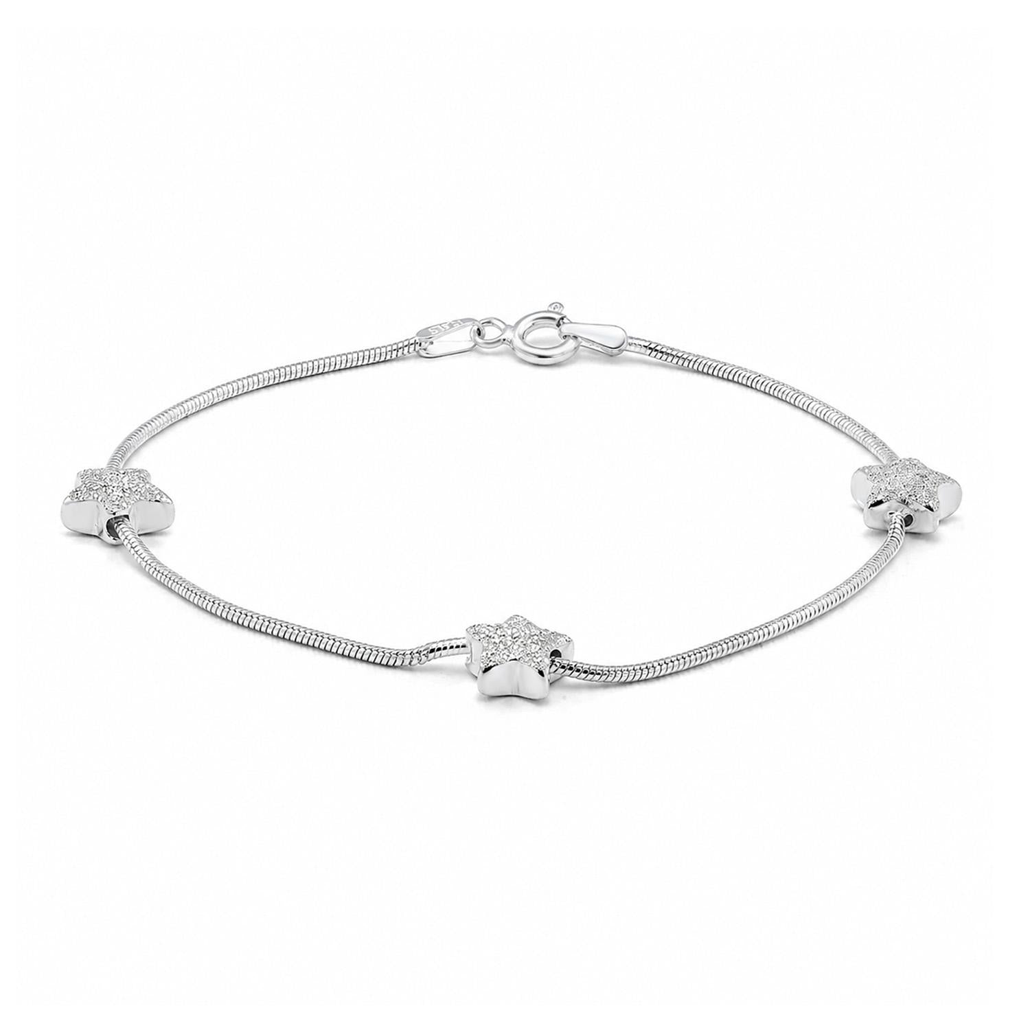 925 Sterling Silver Italian Starlight Bracelet 7 Inches For Women