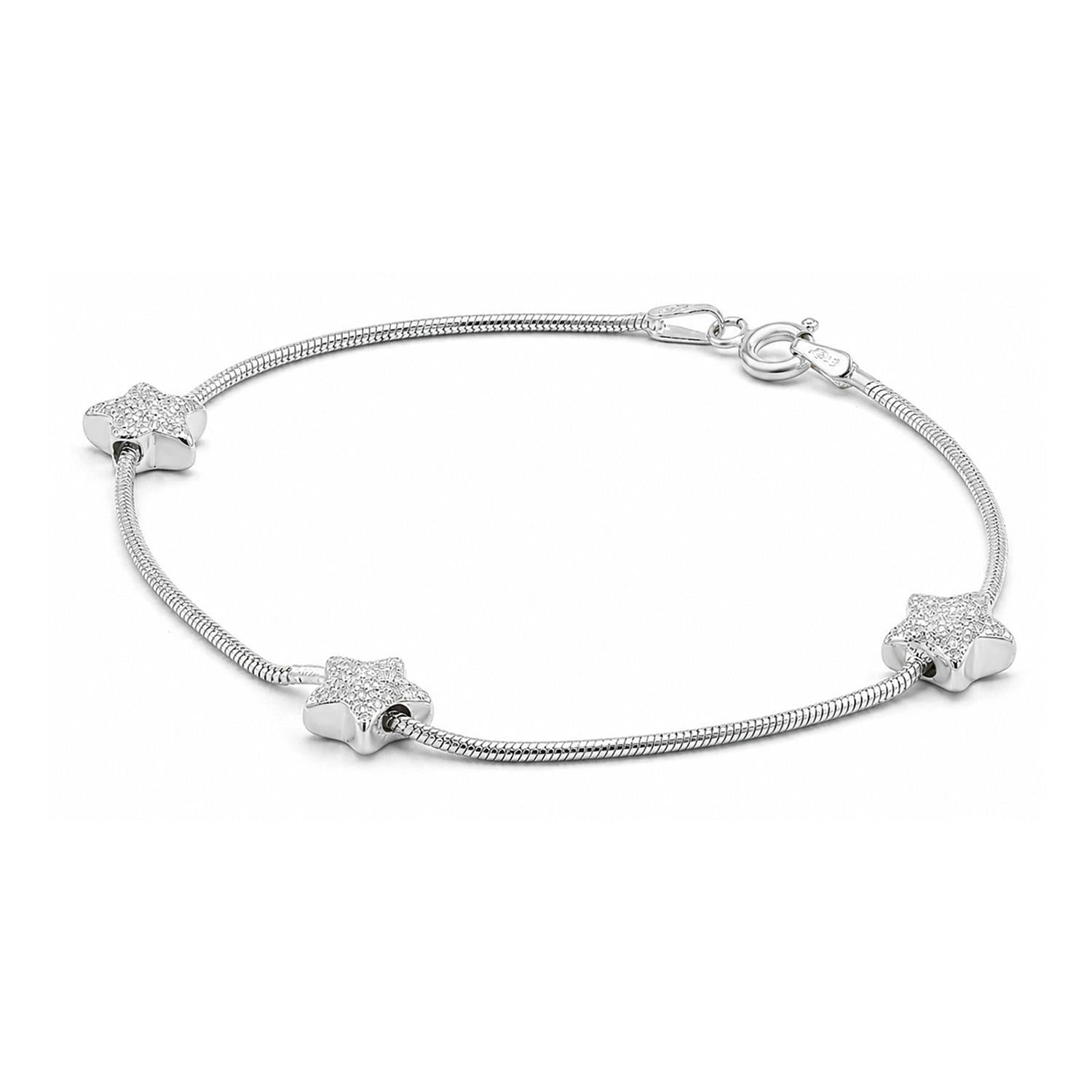 925 Sterling Silver Italian Starlight Bracelet 7 Inches For Women