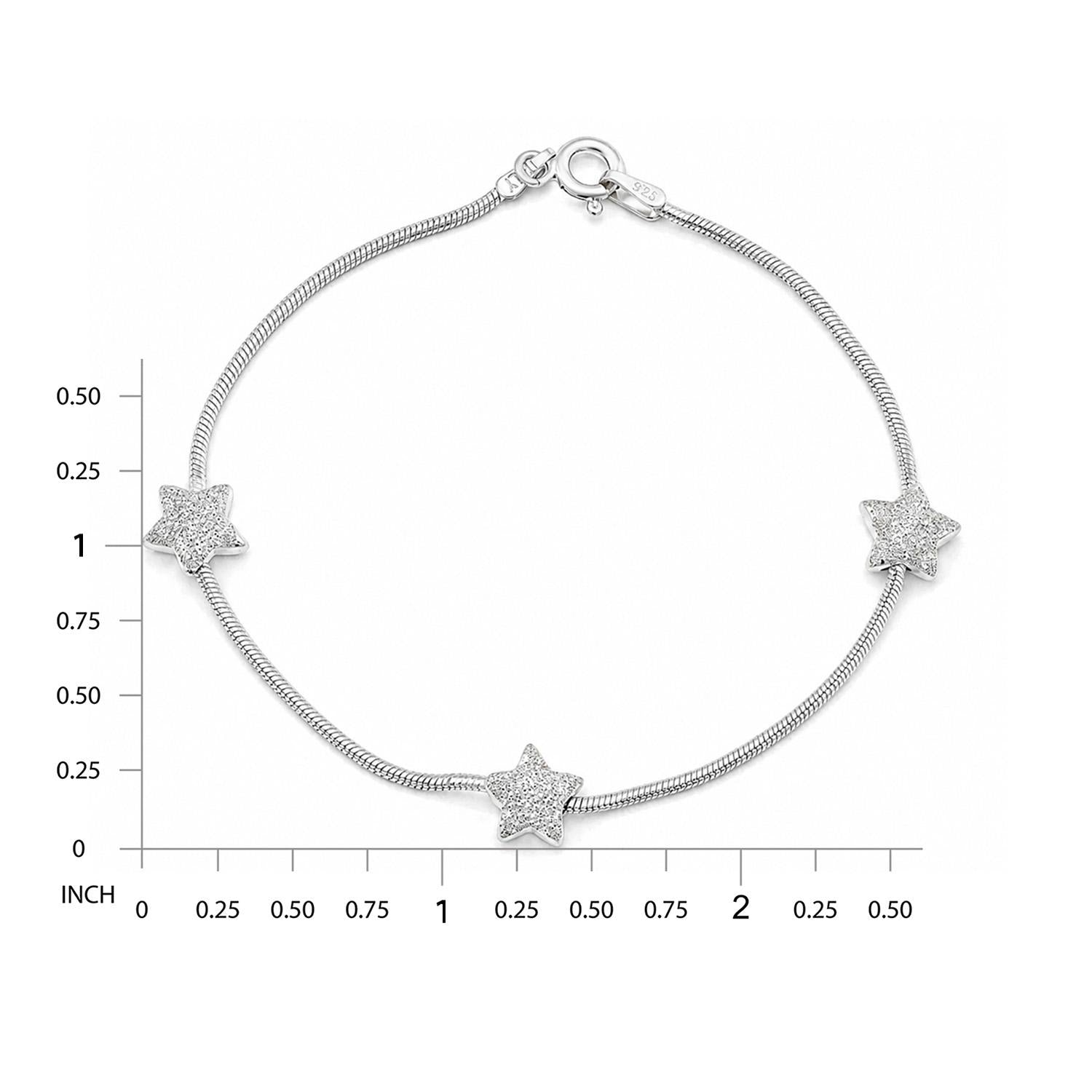 925 Sterling Silver Italian Starlight Bracelet 7 Inches For Women
