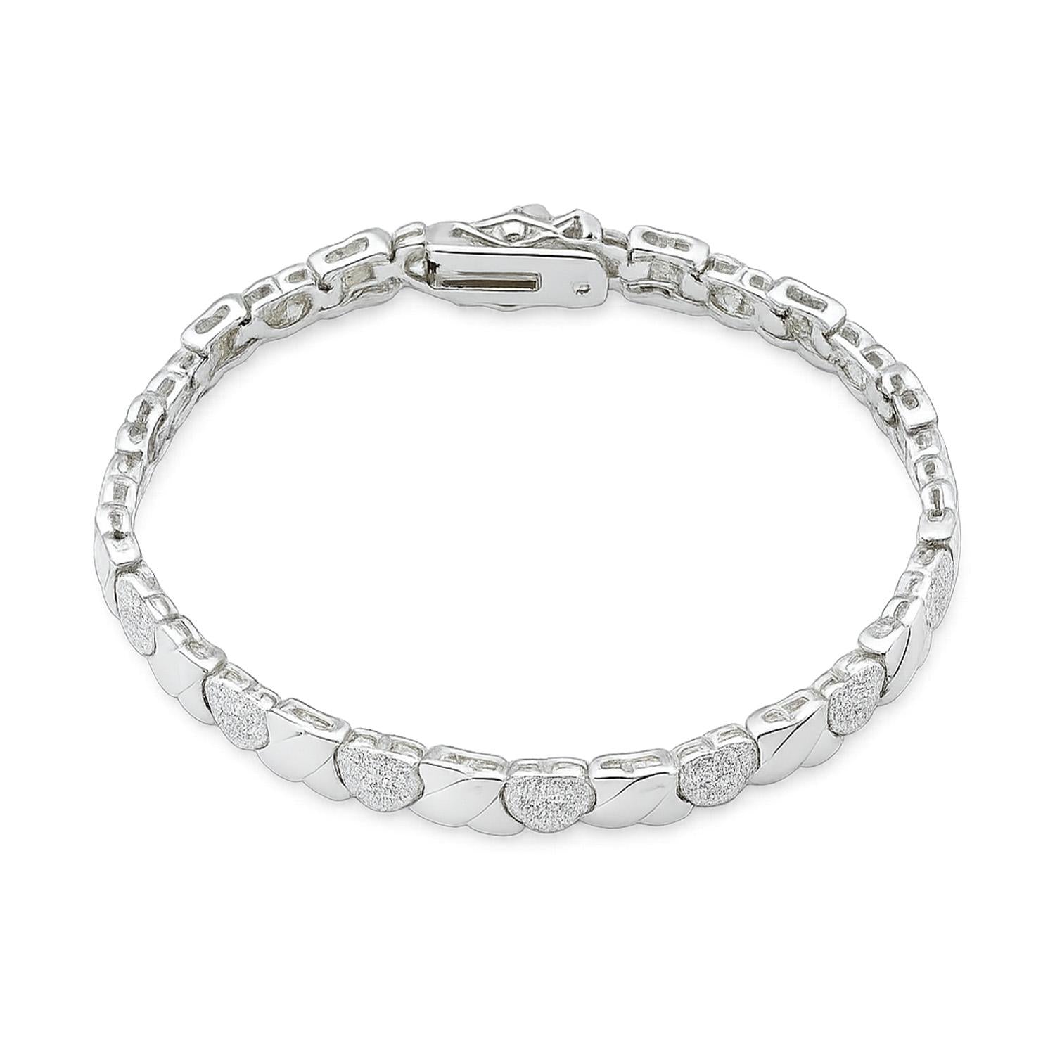 925 Sterling Silver X&O Bracelet 7 Inches For Women