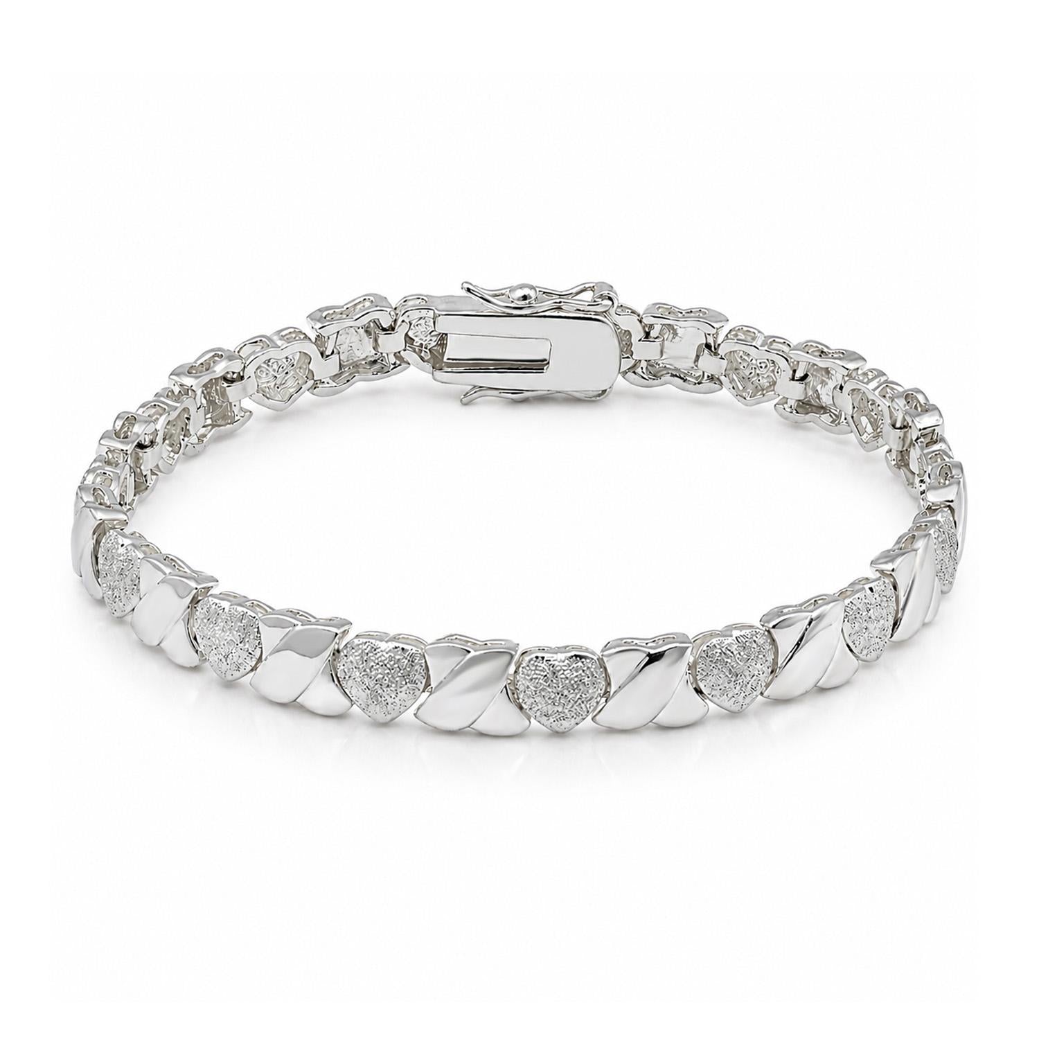 925 Sterling Silver X&O Bracelet 7 Inches For Women