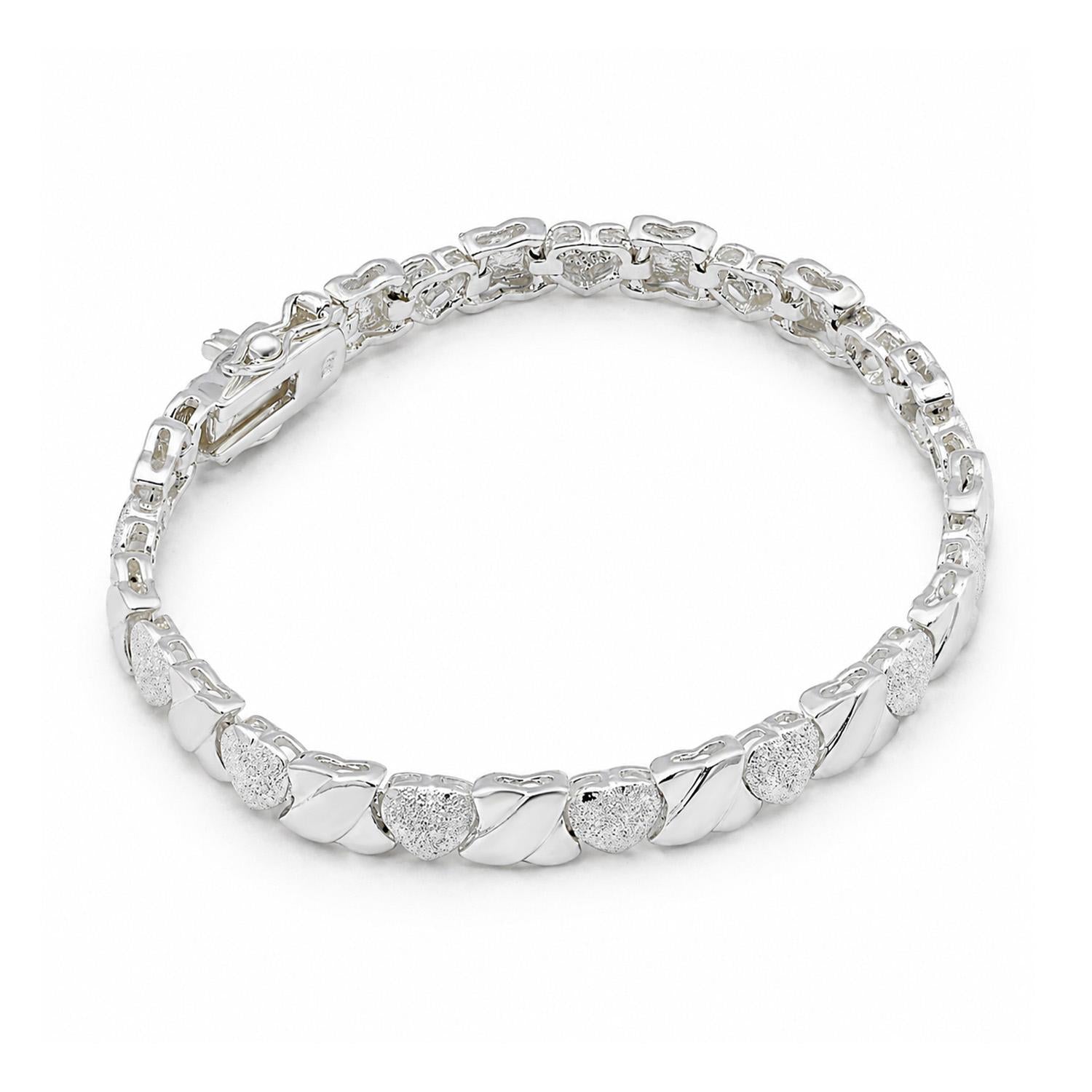 925 Sterling Silver X&O Bracelet 7 Inches For Women