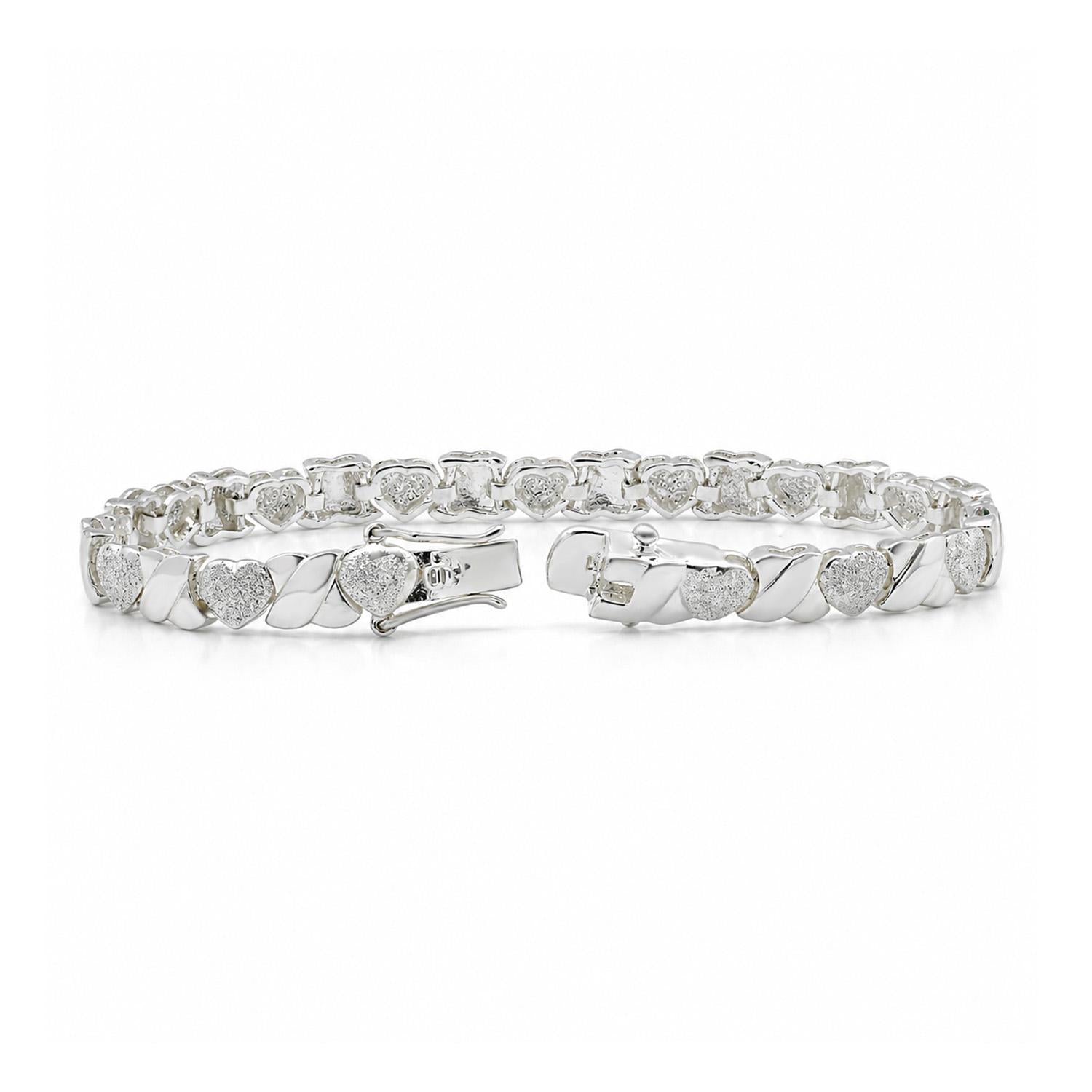 925 Sterling Silver X&O Bracelet 7 Inches For Women