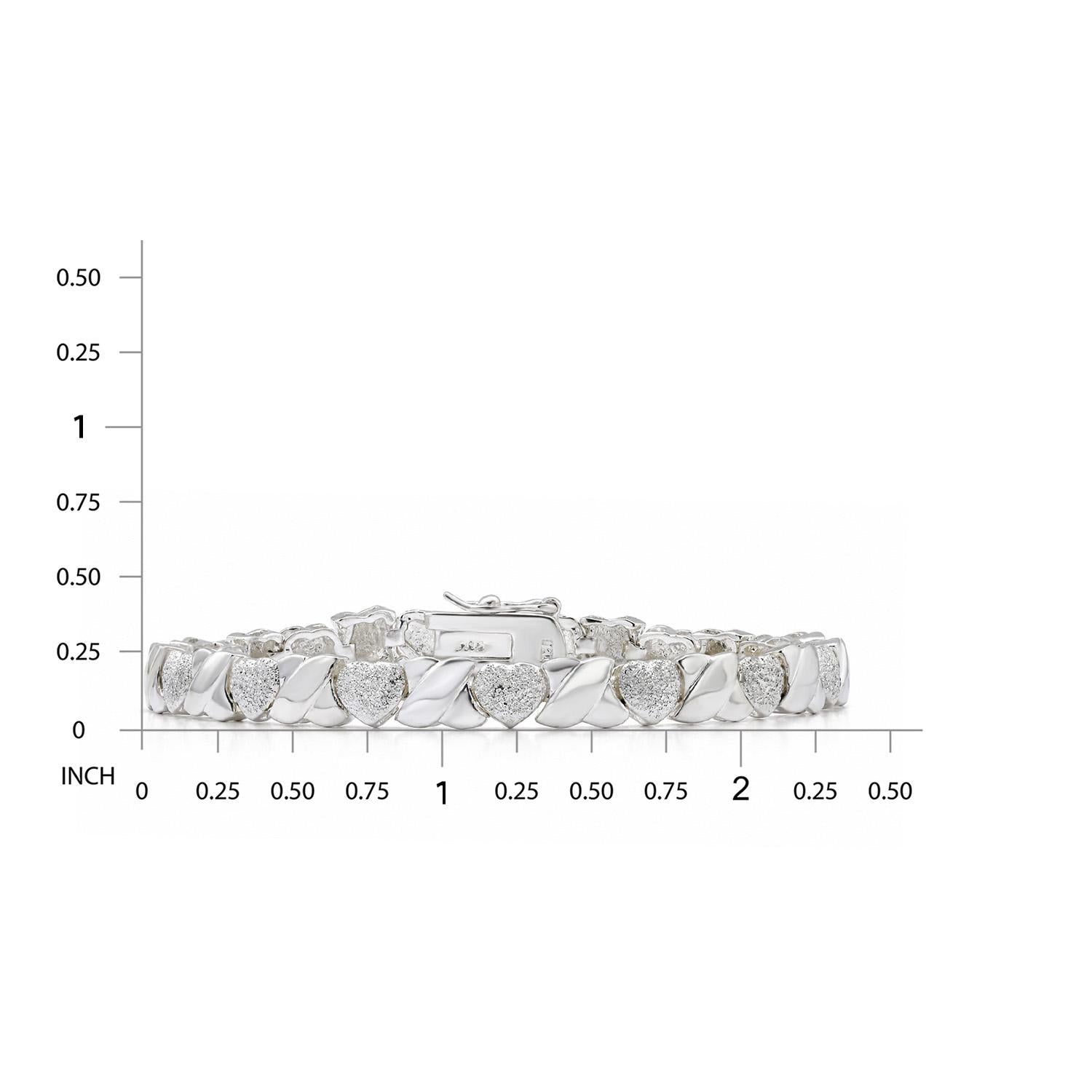 925 Sterling Silver X&O Bracelet 7 Inches For Women