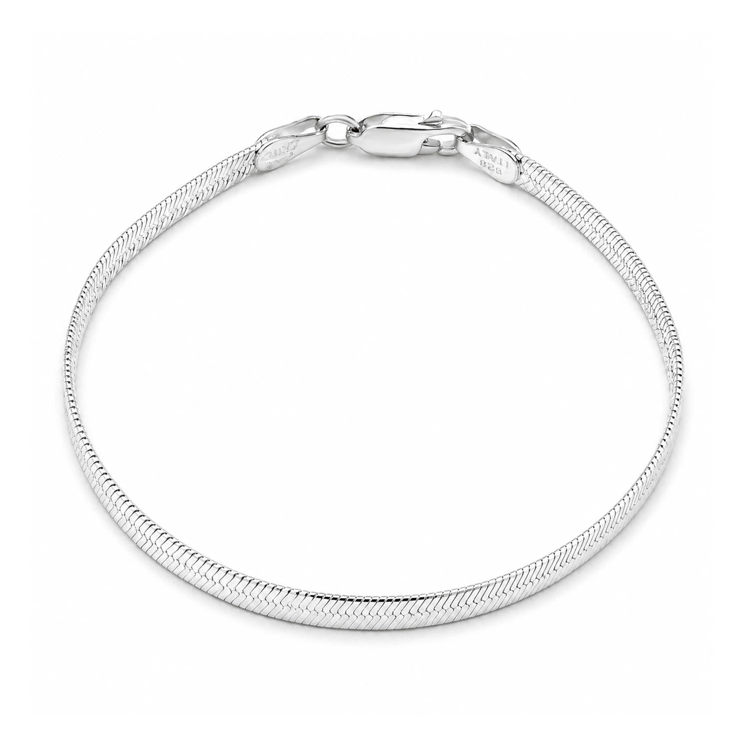 925 Sterling Silver Italian Sleek Bracelet 7 Inches For Women