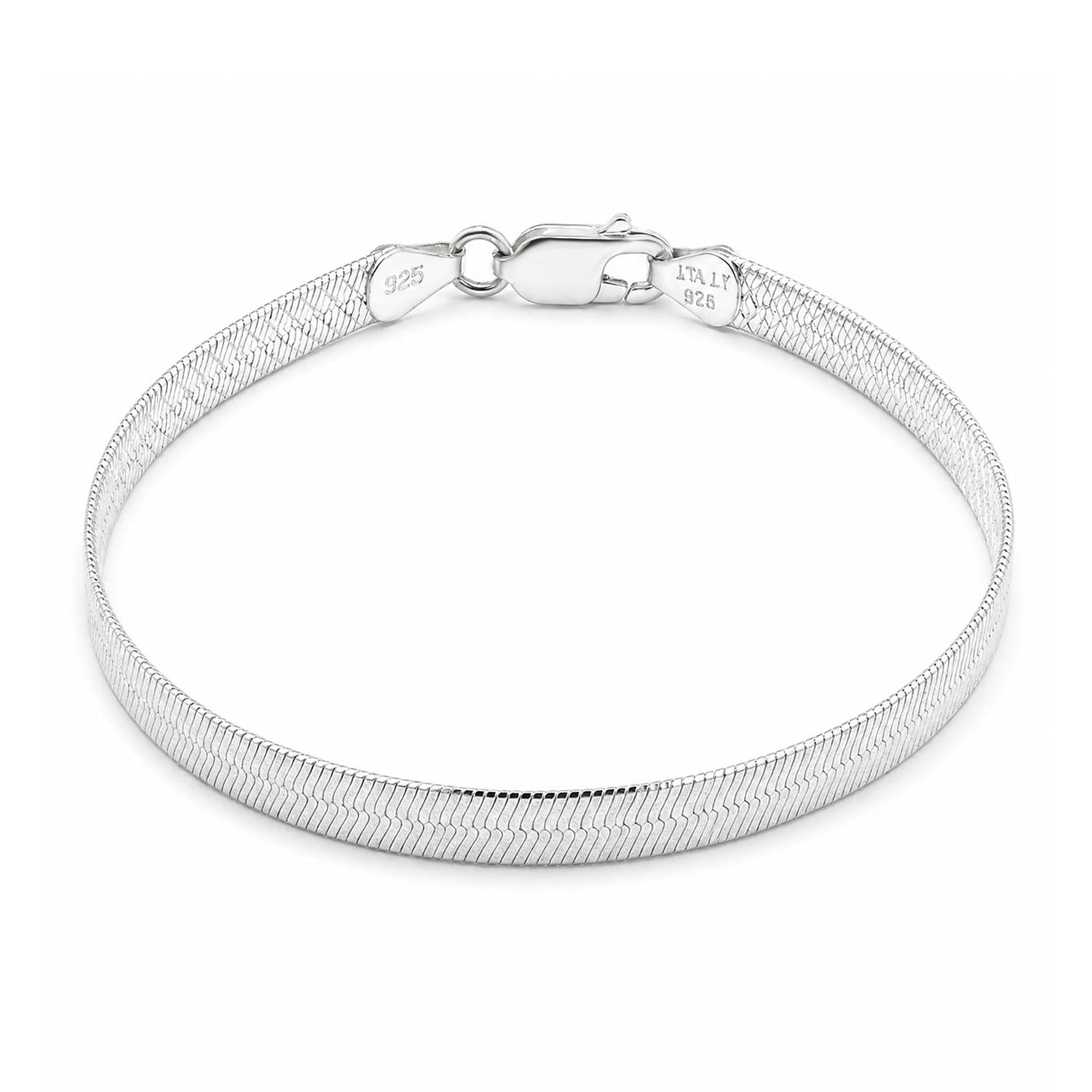 925 Sterling Silver Italian Sleek Bracelet 7 Inches For Women