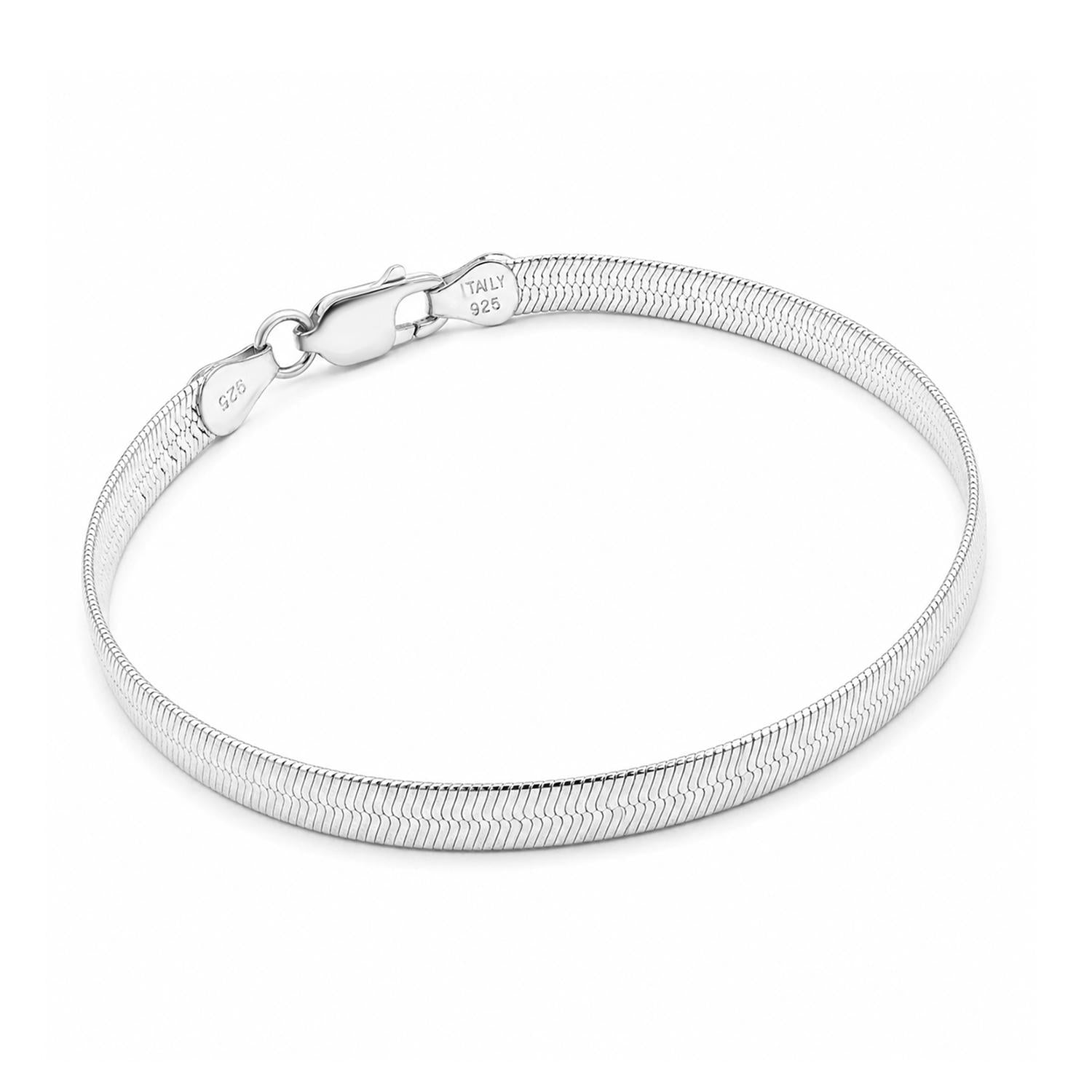 925 Sterling Silver Italian Sleek Bracelet 7 Inches For Women